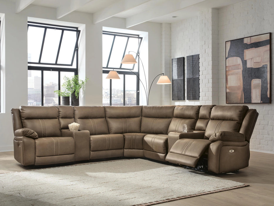 Max-Media Power Reclining Sectional with Audio Consoles