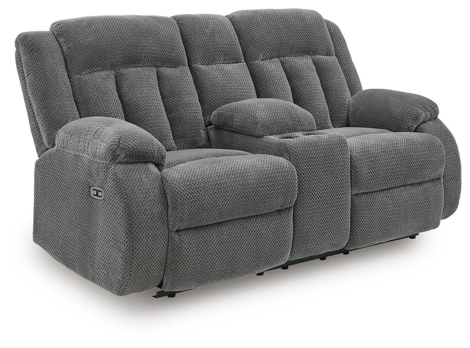 Greely Bend Power Reclining Loveseat with Console - Massey's Furniture Barn (Watertown, NY) 