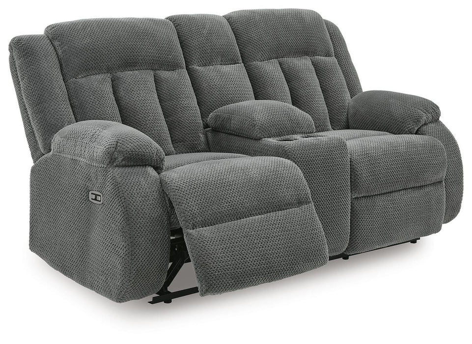 Greely Bend Power Reclining Loveseat with Console - Massey's Furniture Barn (Watertown, NY) 