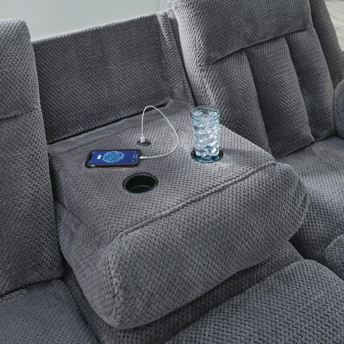 Greely Bend Power Reclining Sofa with Drop Down Table - Massey's Furniture Barn (Watertown, NY) 