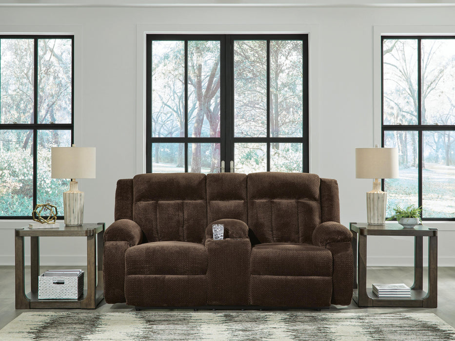 Greely Bend Power Reclining Loveseat with Console - Massey's Furniture Barn (Watertown, NY) 
