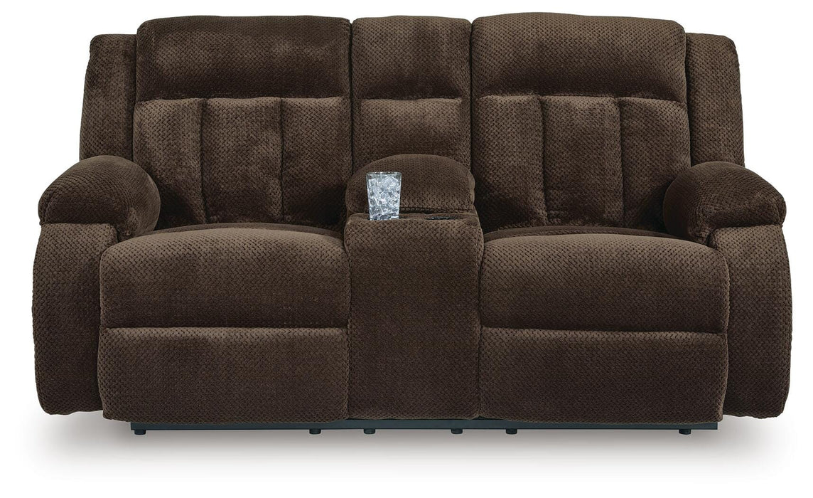 Greely Bend Power Reclining Loveseat with Console - Massey's Furniture Barn (Watertown, NY) 
