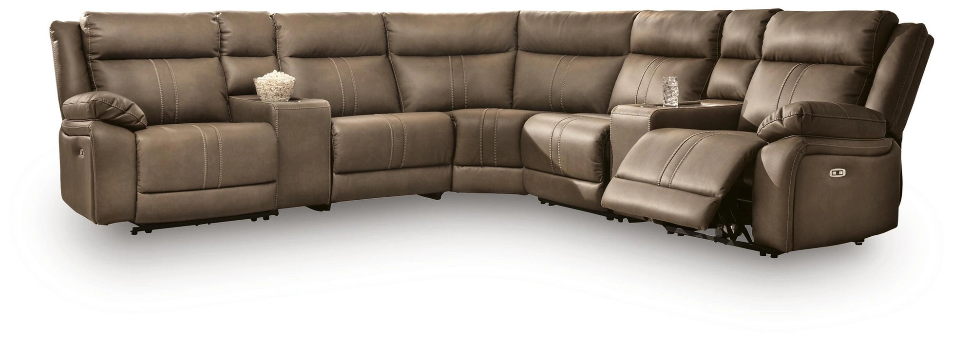 Max-Media Power Reclining Sectional with Audio Consoles