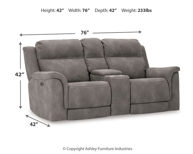Next-Gen DuraPella Power Reclining Loveseat with Console - Massey's Furniture Barn (Watertown, NY) 