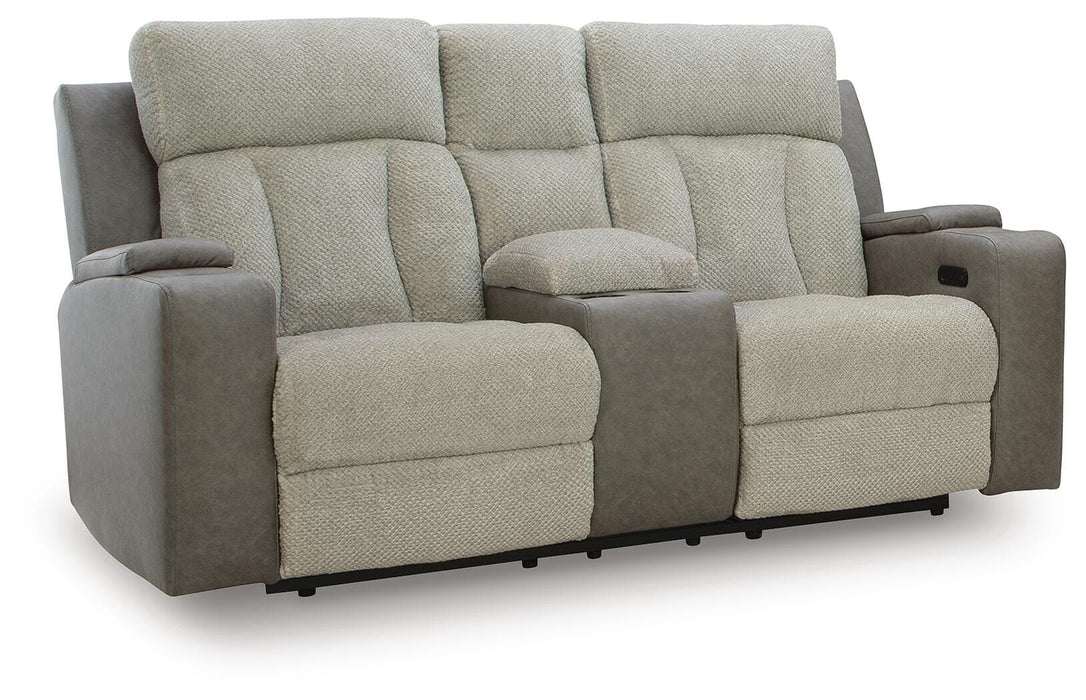 Stately Check Power Reclining Loveseat with Console - Massey's Furniture Barn (Watertown, NY) 