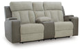Stately Check Power Reclining Loveseat with Console - Massey's Furniture Barn (Watertown, NY) 