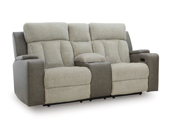 Stately Check Power Reclining Loveseat with Console - Massey's Furniture Barn (Watertown, NY) 
