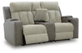 Stately Check Power Reclining Loveseat with Console - Massey's Furniture Barn (Watertown, NY) 