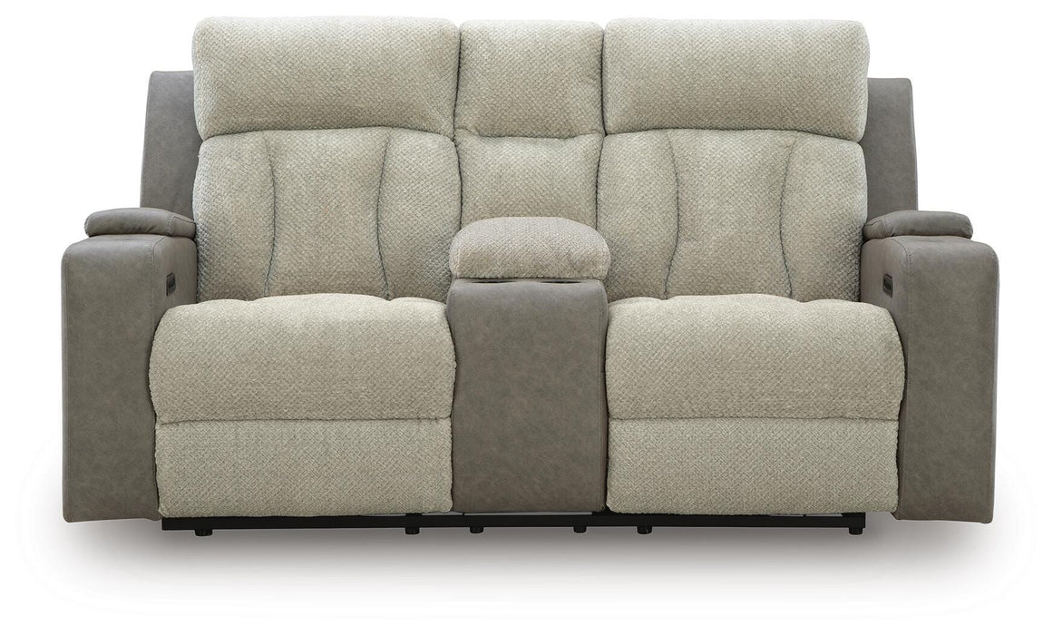 Stately Check Power Reclining Loveseat with Console - Massey's Furniture Barn (Watertown, NY) 