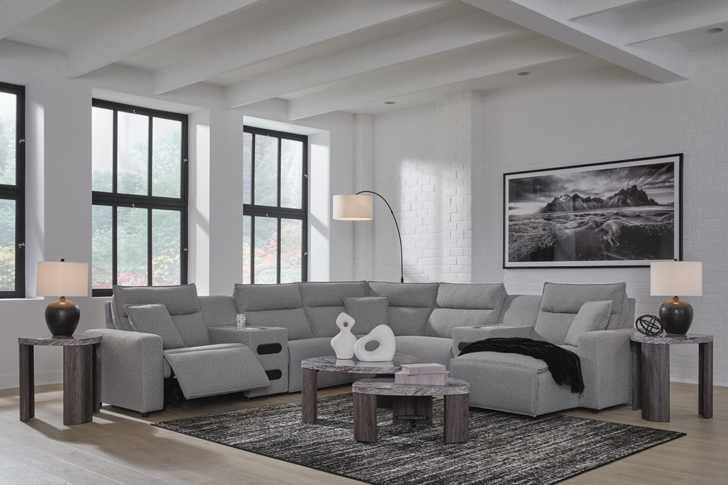 Modmax II Power Reclining Sectional with Chaise and Audio Consoles - Massey's Furniture Barn (Watertown, NY) 