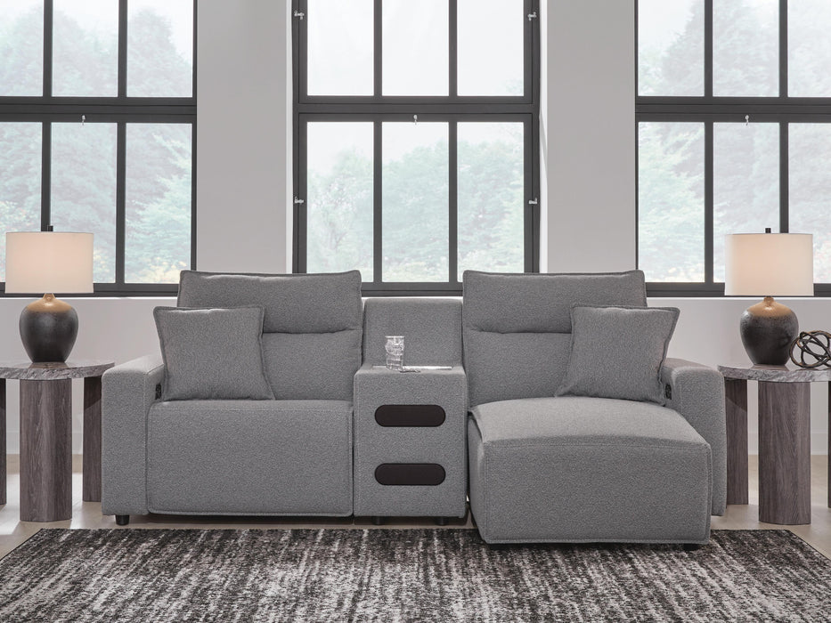 Modmax II Power Reclining Sectional with Chaise and Audio Console - Massey's Furniture Barn (Watertown, NY) 