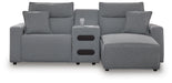 Modmax II Power Reclining Sectional with Chaise and Audio Console - Massey's Furniture Barn (Watertown, NY) 