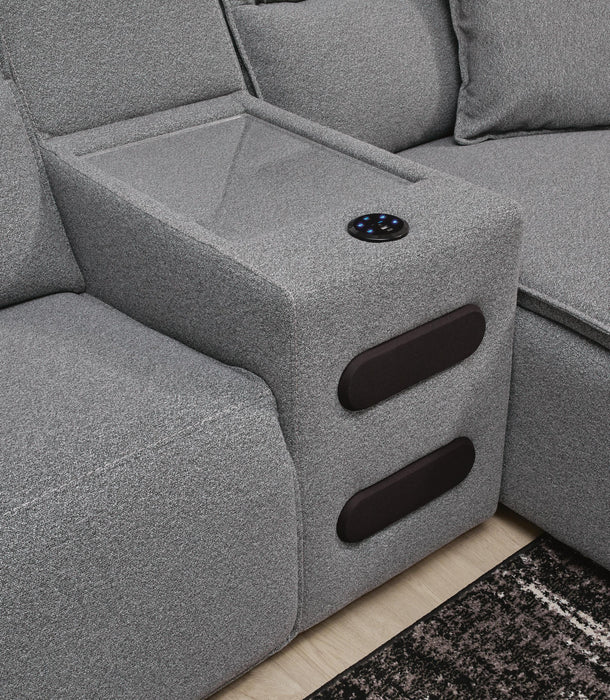 Modmax II Power Reclining Sectional with Chaise and Audio Console - Massey's Furniture Barn (Watertown, NY) 