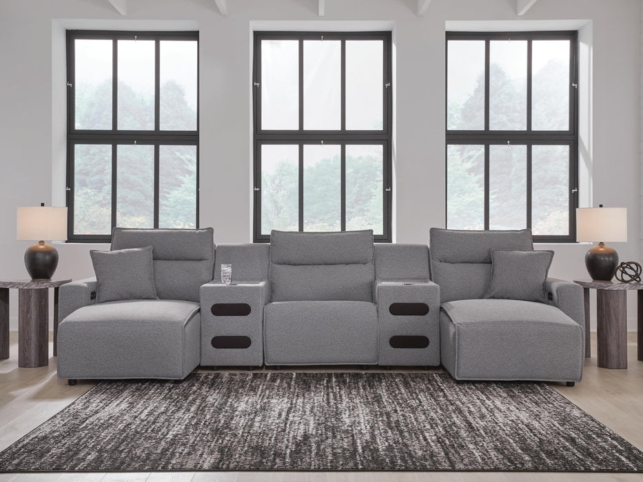 Modmax II Power Reclining Sectional with Chaise and Audio Consoles - Massey's Furniture Barn (Watertown, NY) 
