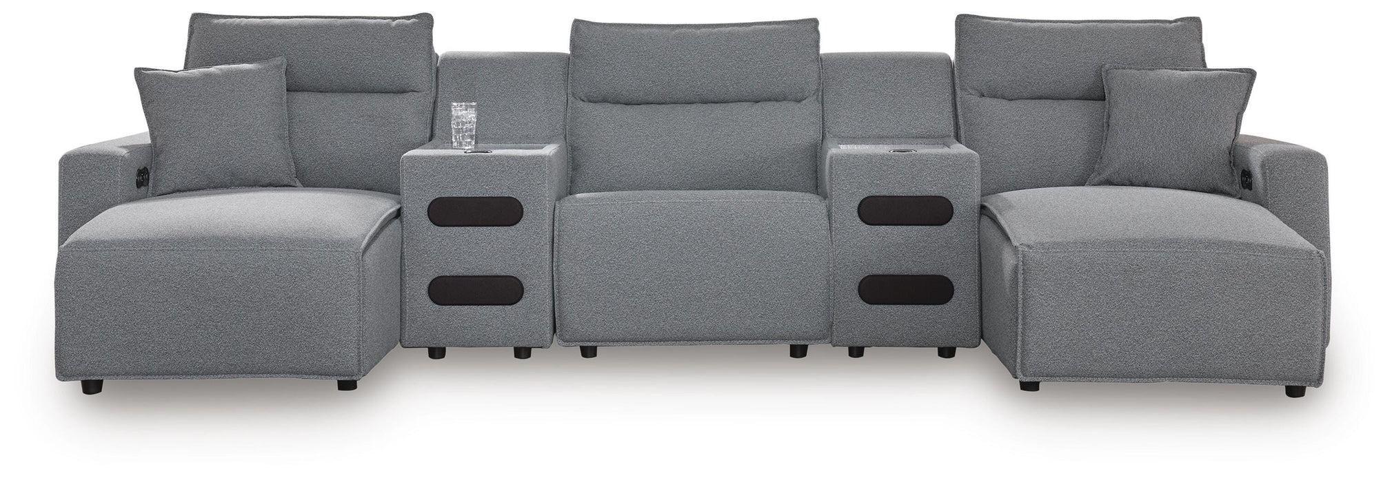 Modmax II Reclining Sectional with Double Chaise and Audio Consoles - Massey's Furniture Barn (Watertown, NY) 