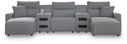 Modmax II Reclining Sectional with Double Chaise and Audio Consoles - Massey's Furniture Barn (Watertown, NY) 