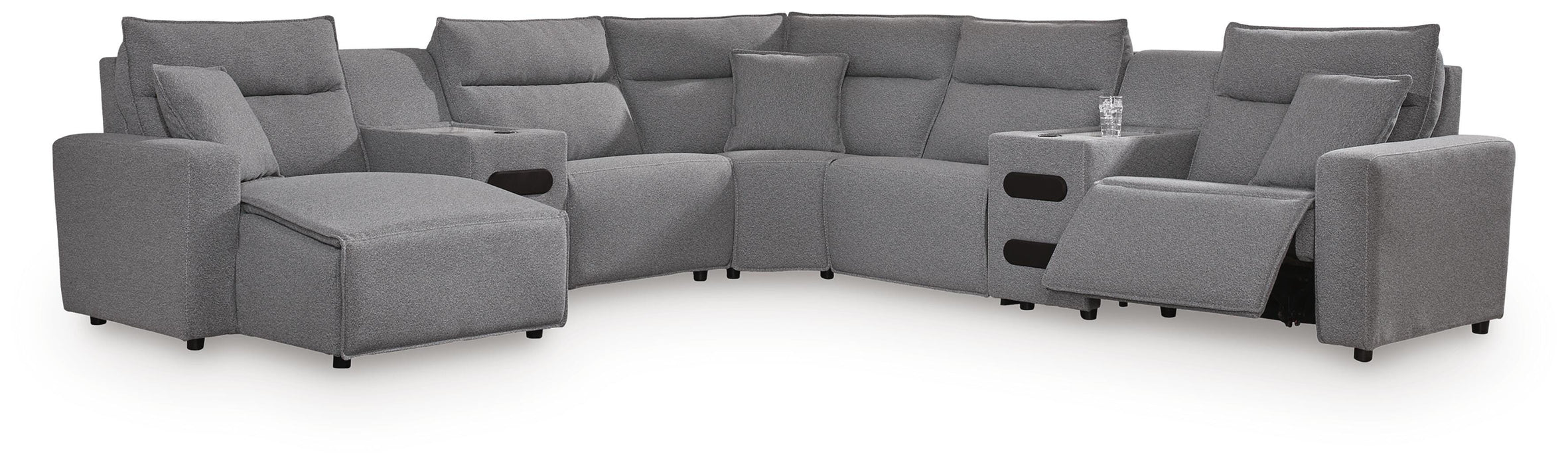 Modmax II Power Reclining Sectional with Chaise and Audio Consoles - Massey's Furniture Barn (Watertown, NY) 