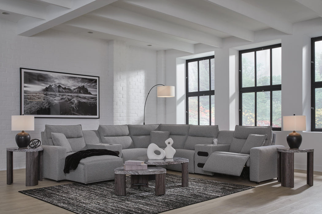 Modmax II Power Reclining Sectional with Chaise and Audio Consoles - Massey's Furniture Barn (Watertown, NY) 