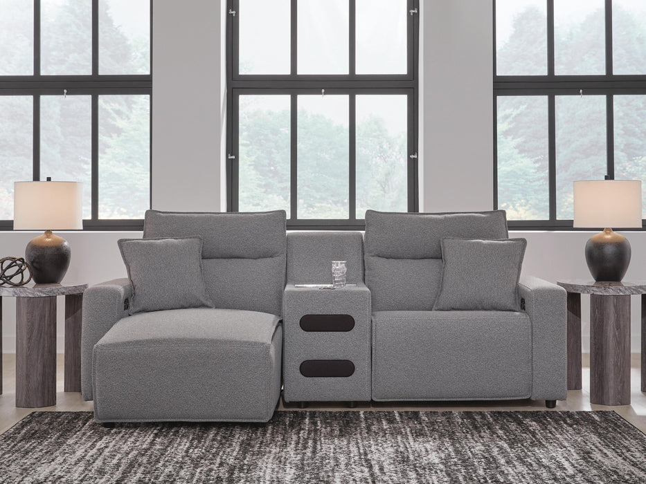 Modmax II Power Reclining Sectional with Chaise and Audio Console - Massey's Furniture Barn (Watertown, NY) 