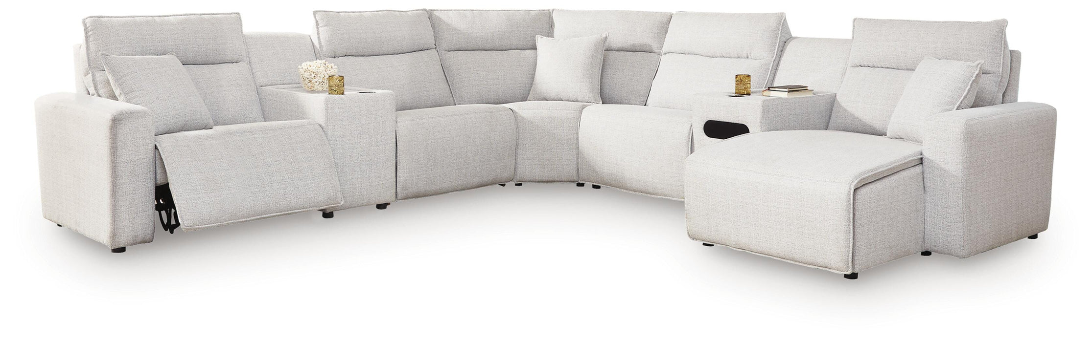 Modmax II Power Reclining Sectional with Chaise and Audio Console - Massey's Furniture Barn (Watertown, NY) 