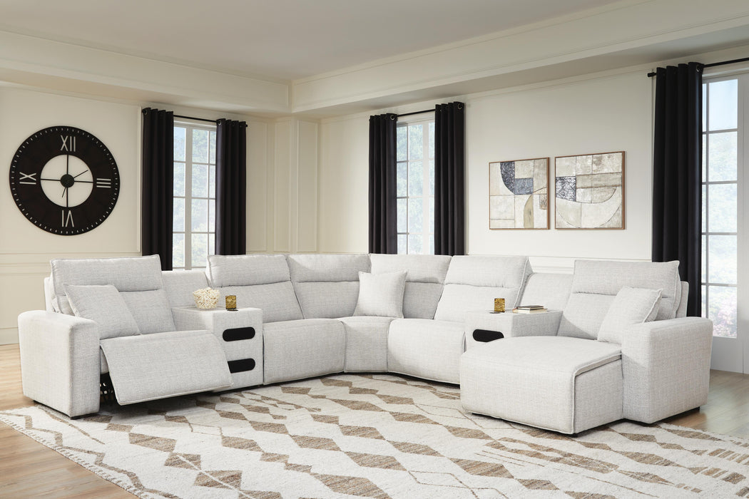 Modmax II Power Reclining Sectional with Chaise and Audio Consoles - Massey's Furniture Barn (Watertown, NY) 