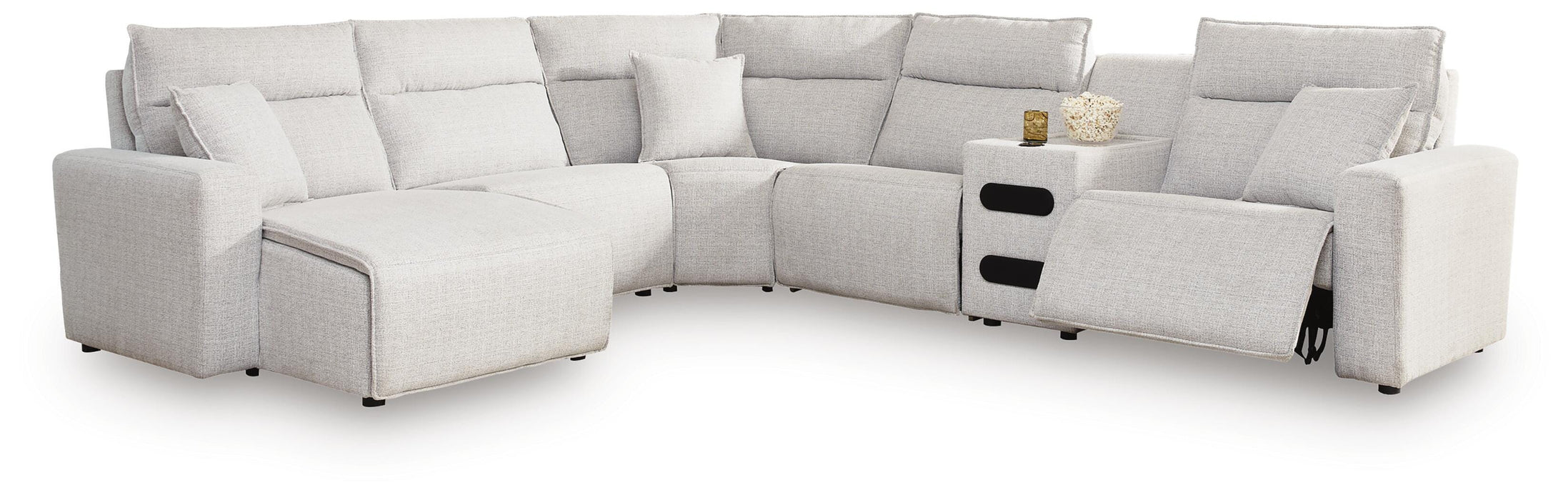 Modmax II Reclining Sectional with Chaise and Audio Console - Massey's Furniture Barn (Watertown, NY) 