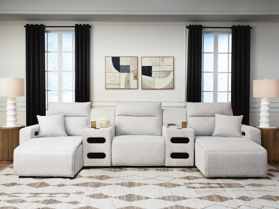 Modmax II Power Reclining Sectional with Chaise and Audio Consoles - Massey's Furniture Barn (Watertown, NY) 