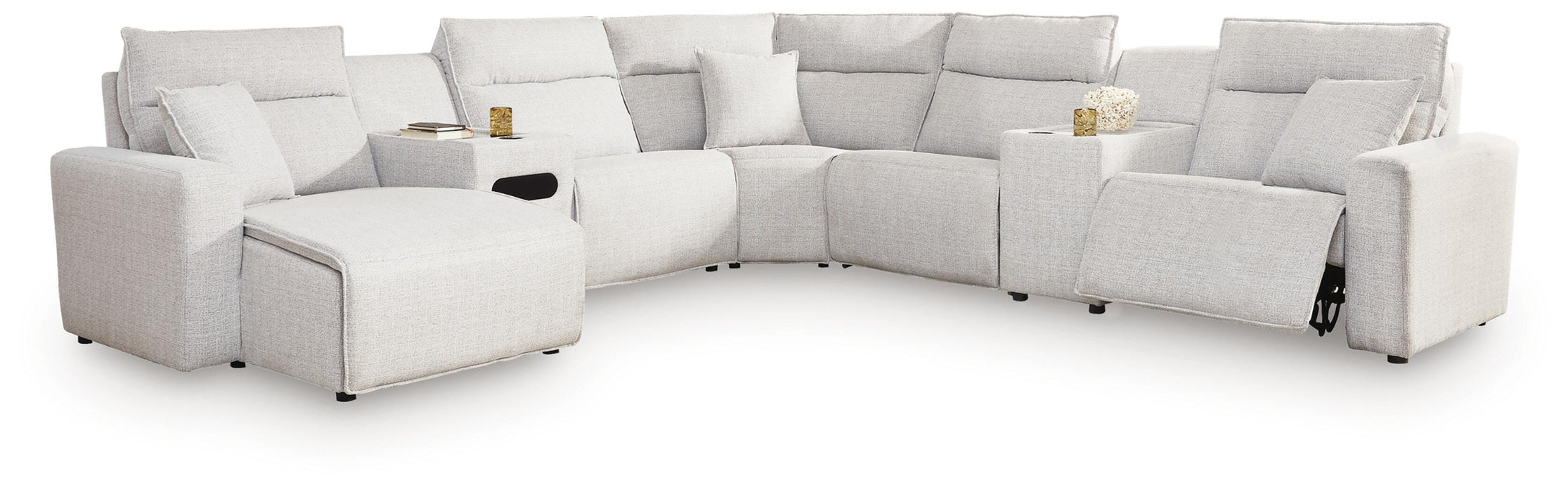 Modmax II Power Reclining Sectional with Chaise and Audio Console - Massey's Furniture Barn (Watertown, NY) 