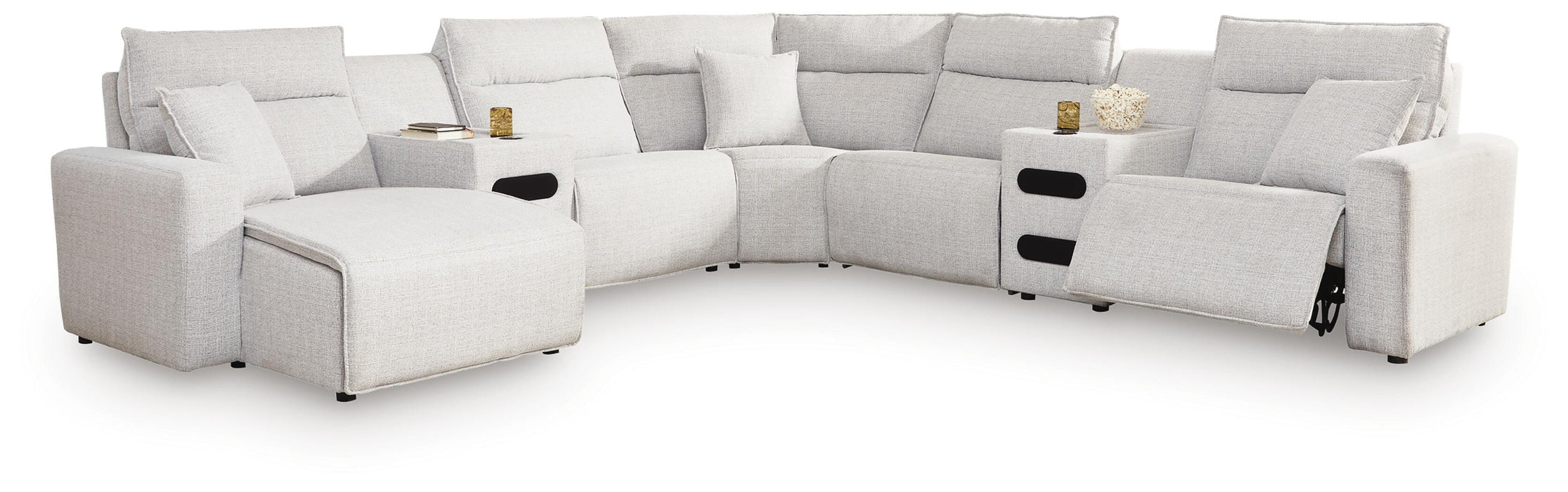 Modmax II Power Reclining Sectional with Chaise and Audio Consoles - Massey's Furniture Barn (Watertown, NY) 