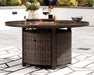 Paradise Trail Paradise Trail Fire Pit Table with 4 Nuvella Swivel Lounge Chairs - Massey's Furniture Barn (Watertown, NY) 