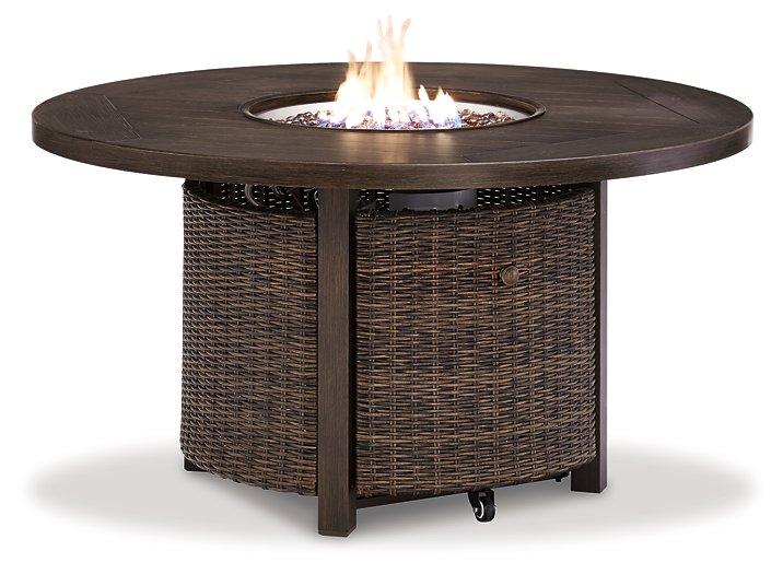 Paradise Trail Paradise Trail Fire Pit Table with 4 Nuvella Swivel Lounge Chairs - Massey's Furniture Barn (Watertown, NY) 
