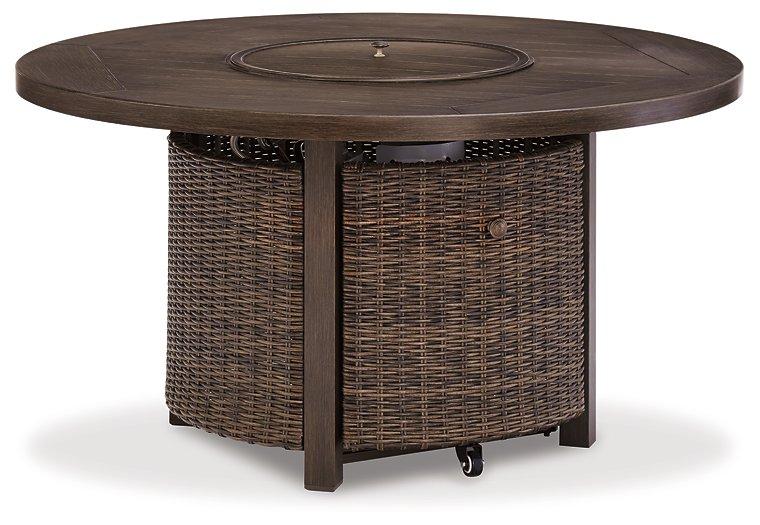 Paradise Trail Paradise Trail Fire Pit Table with 4 Nuvella Swivel Lounge Chairs - Massey's Furniture Barn (Watertown, NY) 