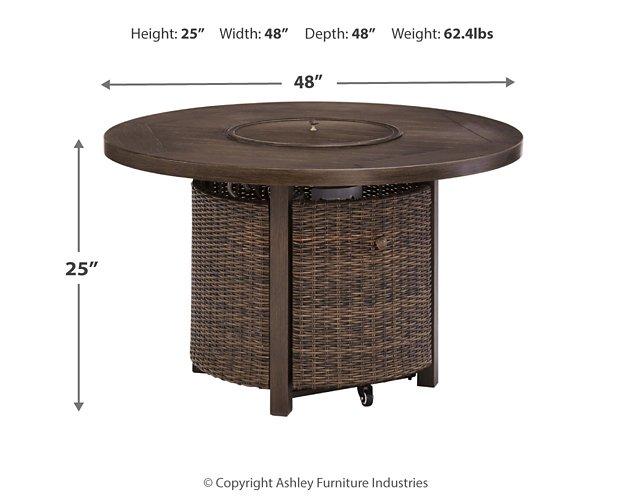 Paradise Trail Paradise Trail Fire Pit Table with 4 Nuvella Swivel Lounge Chairs - Massey's Furniture Barn (Watertown, NY) 