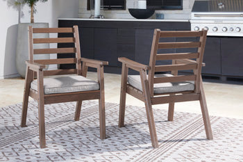 Emmeline Outdoor Dining Arm Chair with Cushion (Set of 2)
