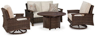 Paradise Trail Outdoor Loveseat, Lounge Chairs and Fire Pit Table - Massey's Furniture Barn (Watertown, NY) 