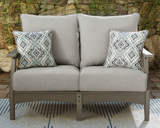 Visola Outdoor Loveseat with Cushion - Massey's Furniture Barn (Watertown, NY) 