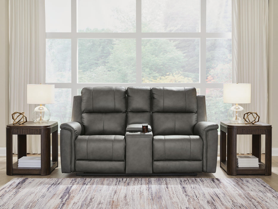 Beryton Power Reclining Loveseat with Console - Massey's Furniture Barn (Watertown, NY) 