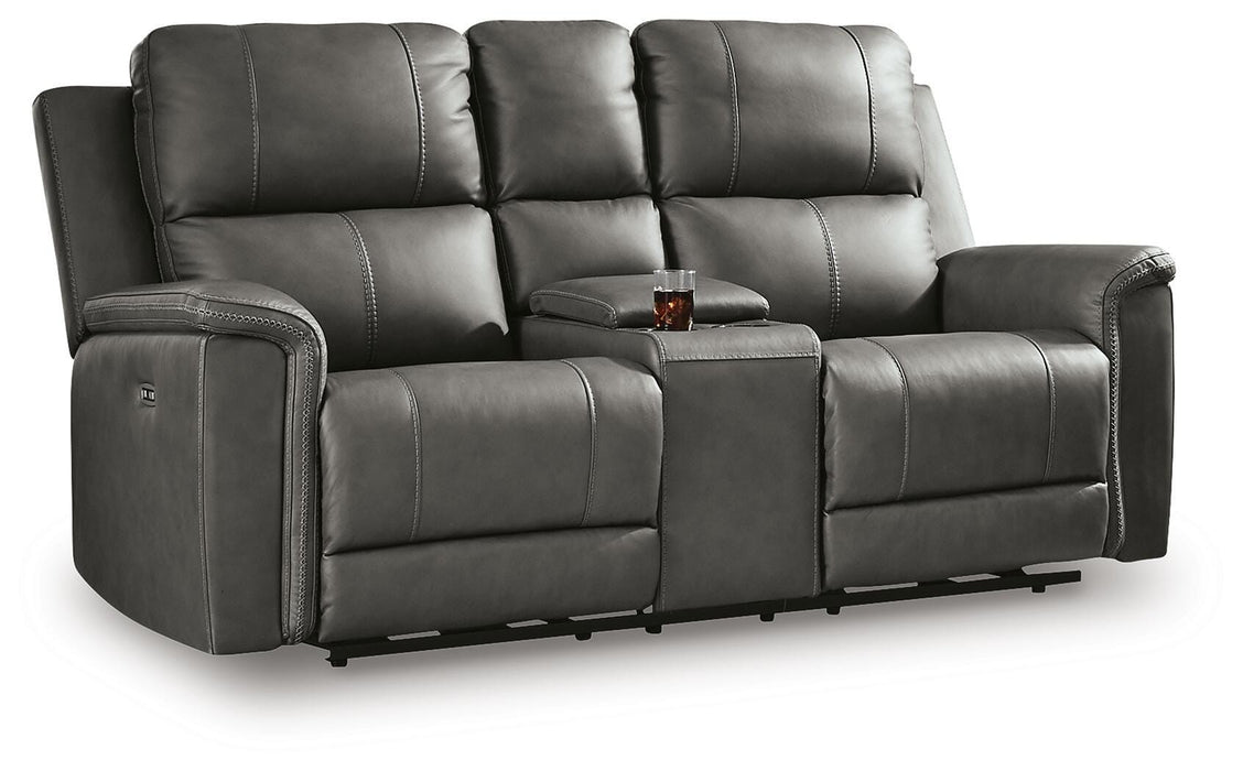 Beryton Power Reclining Loveseat with Console - Massey's Furniture Barn (Watertown, NY) 