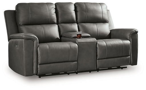 Beryton Power Reclining Loveseat with Console - Massey's Furniture Barn (Watertown, NY) 