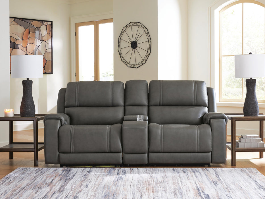 5Z-Harrenhurst Power Reclining Sectional Loveseat with Console - Massey's Furniture Barn (Watertown, NY) 
