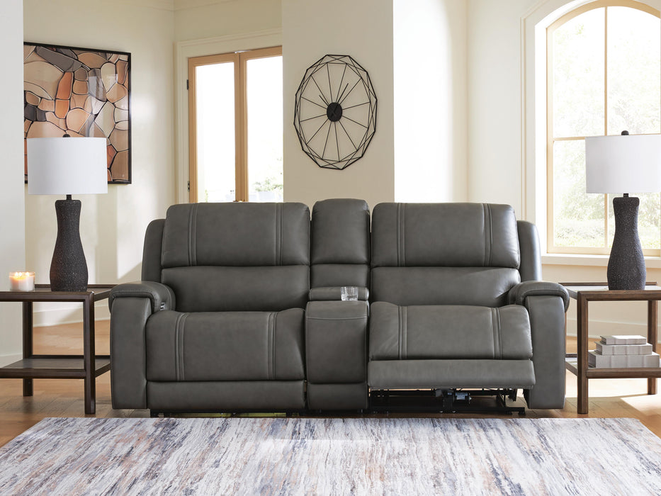 5Z-Harrenhurst Power Reclining Sectional Loveseat with Console - Massey's Furniture Barn (Watertown, NY) 