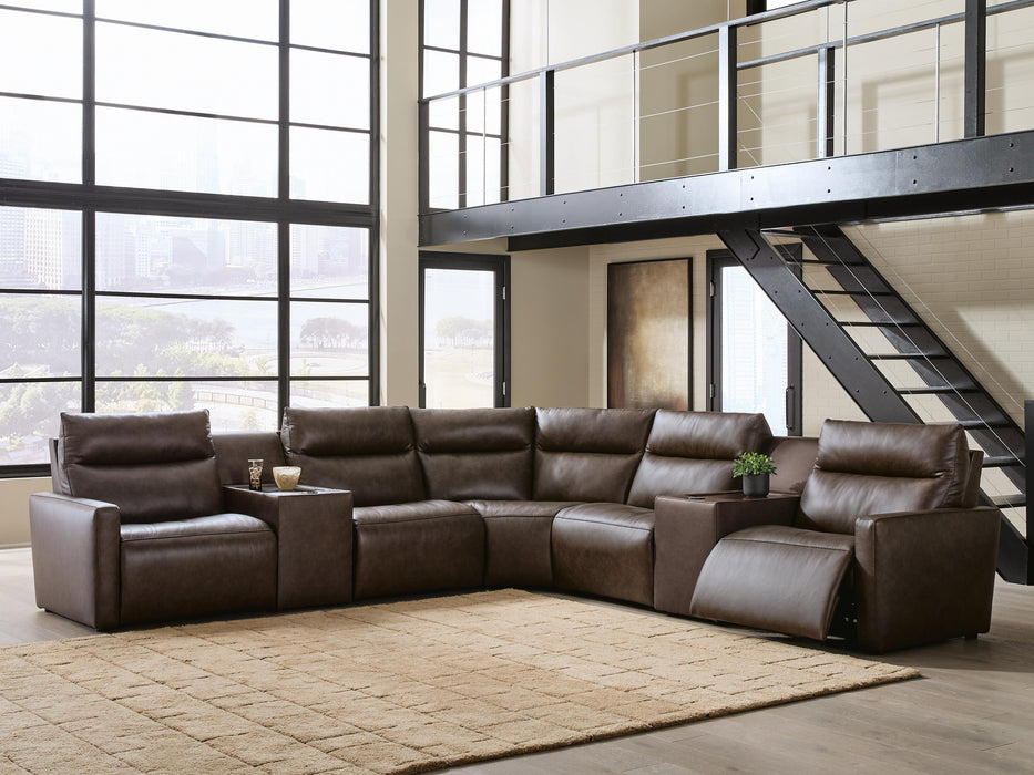 ModZ Power Reclining Sectional with Audio Consoles - Massey's Furniture Barn (Watertown, NY) 