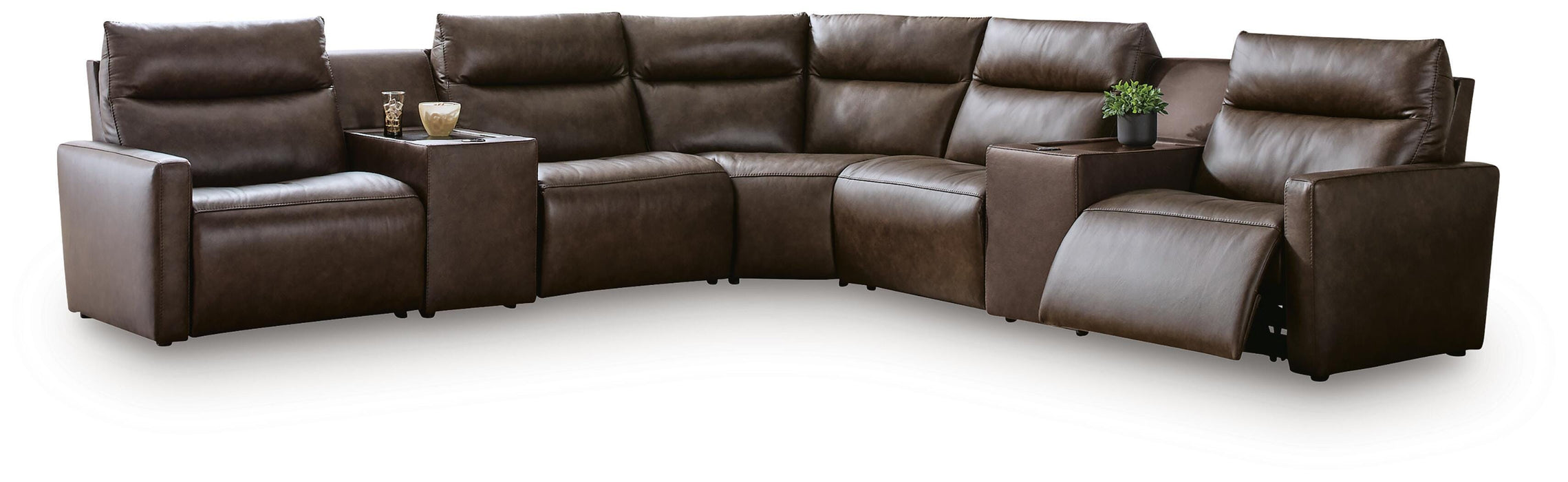 ModZ Power Reclining Sectional with Audio Consoles - Massey's Furniture Barn (Watertown, NY) 