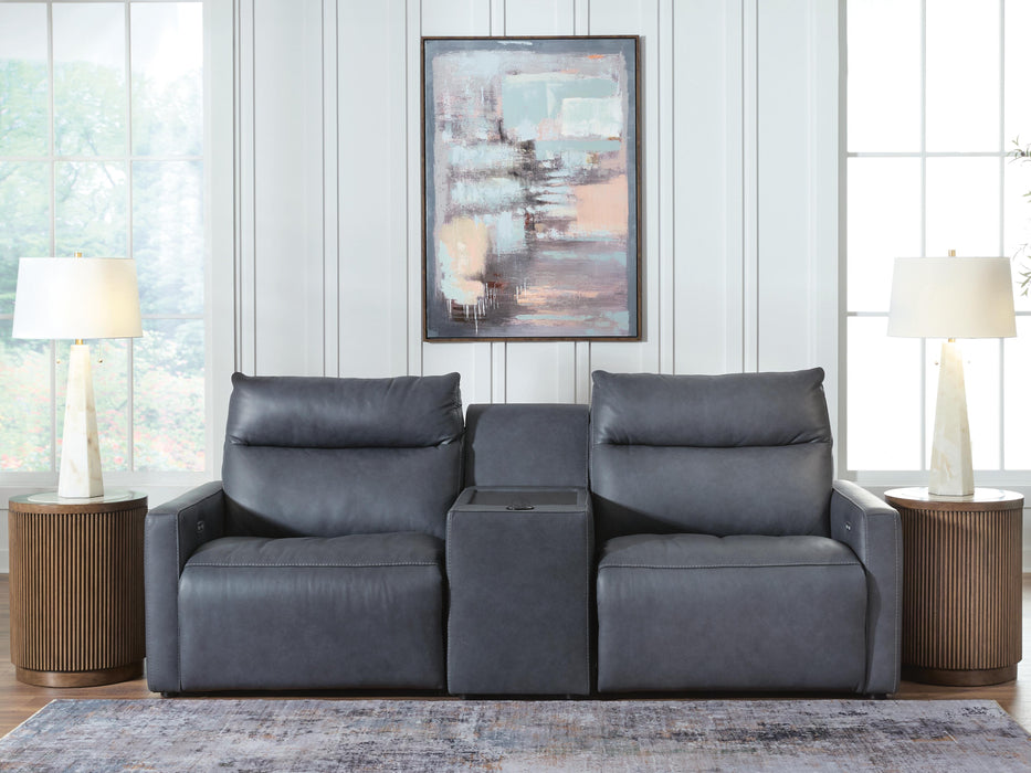 ModZ Power Reclining Sectional Loveseat with Audio Console - Massey's Furniture Barn (Watertown, NY) 