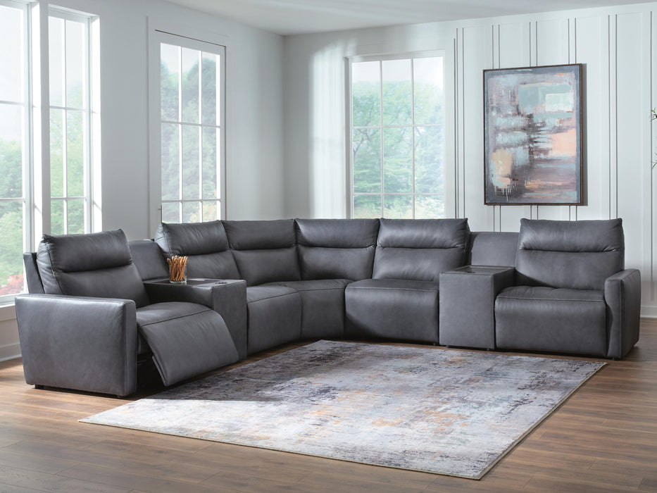 ModZ Power Reclining Sectional with Audio Consoles - Massey's Furniture Barn (Watertown, NY) 