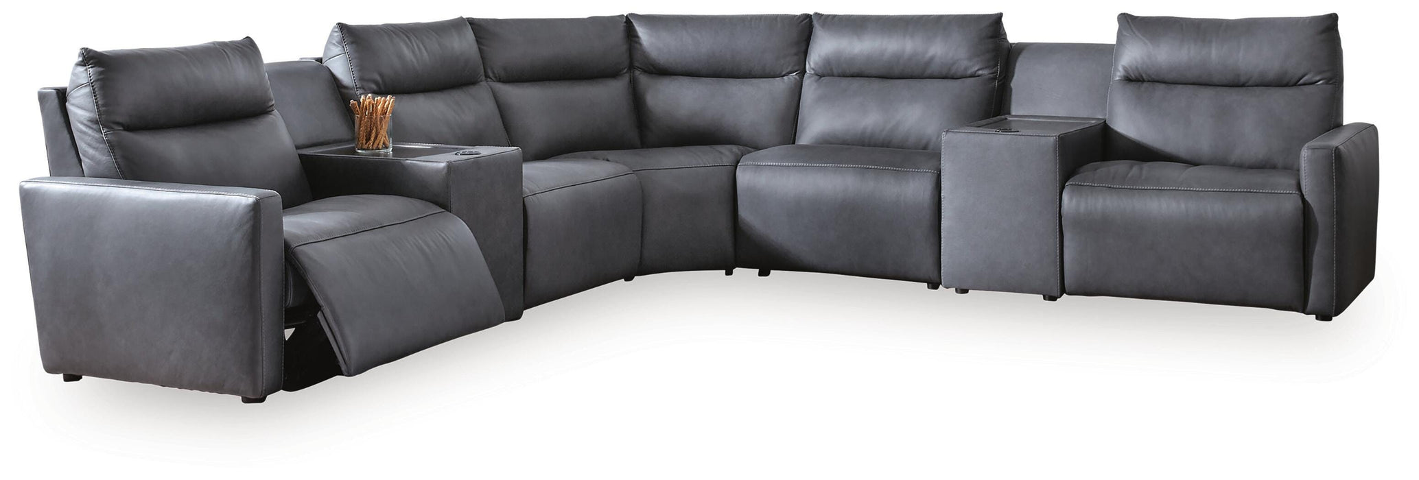 ModZ Power Reclining Sectional with Audio Consoles - Massey's Furniture Barn (Watertown, NY) 